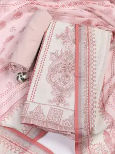 Meena Bazaar Floral Printed Sequinned Linen Unstitched Dress Material