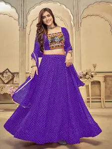 KALINI Embroidered Thread Work Semi-Stitched Lehenga With Unstitched Blouse & Dupatta