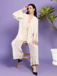 Boholyfe Sana Whisper Printed Top & Palazzo With Shrug Co-Ords