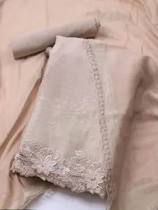 Meena Bazaar Floral Woven Design Linen Unstitched Dress Material