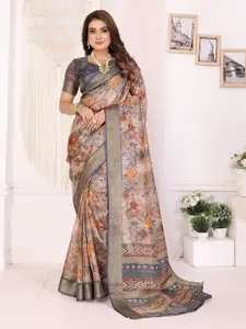 elora Floral Digital Printed Tissue Ikat Saree