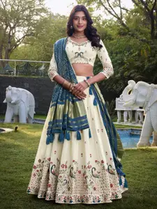 LOOKNBOOK ART Ready to Wear Cotton Lehenga & Unstitched Blouse Silk And Dupatta