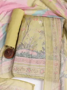 Meena Bazaar Floral Printed Sequinned Unstitched Dress Material