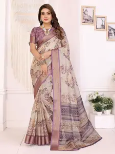 elora Floral Digital Printed Tissue Saree with Zari Weaving Border