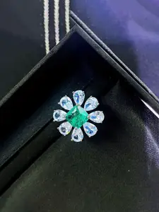 Jewels Galaxy Silver-Plated Cubic Zirconia Studded Finger Ring