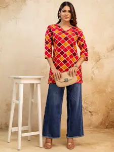 Mialo fashion Geometric Printed V-Neck Kurti