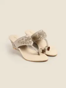 Metro Women Embellished Synthetic Wedge Sandals