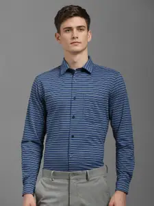 Louis Philippe Horizontal Striped Spread Collar Long Sleeves Slim Fit Formal Shirt