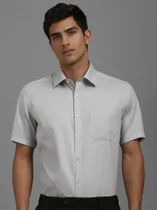 Louis Philippe Polka Dots Printed Spread Collar Short Sleeves Pure Cotton Formal Shirt