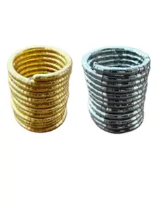 Sangria Set Of 2 Gold-Plated Viral Spiral Bangles