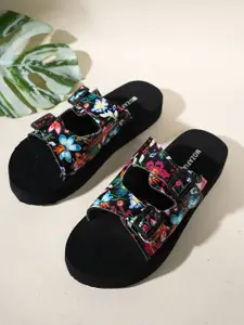 MOZAFIA Women Printed Flats With Buckle Detail
