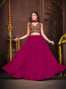 KALINI Embroidered Thread Work Georgette Semi-Stitched Lehenga & Choli With Dupatta