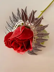 Sangria Silver Plated Brass Leaf Shaped Ear Cuff