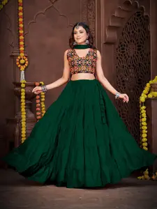 KALINI Embroidered Semi-Stitched Lehenga & Unstitched Blouse With Dupatta