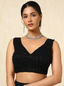 Soch V-Neck Embroidered Padded Saree Blouse