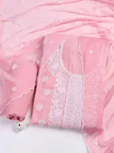 Meena Bazaar Floral Embroidered Thread Work Unstitched Dress Material