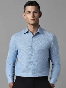 Louis Philippe Men Classic Slim Fit Micro Checked Spread Collar Pure Cotton Formal Shirt