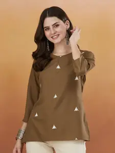 MOKOSH Abstract Printed Keyhole Neck Straight Kurta