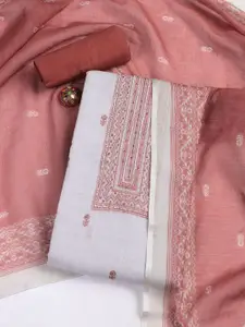 Meena Bazaar Floral Woven Design Sequinned Linen Unstitched Dress Material