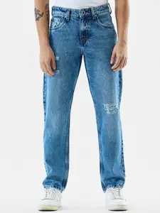 Snitch Men Blue Mid-Rise Relaxed Fit Mildly Distressed Pure Cotton Jeans