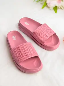 The Roadster Lifestyle Co Women  Self Design Sliders Flip Flops