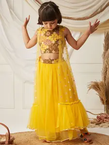 BAESD Girls Printed Ready to Wear Lehenga With Blouse And Jacket