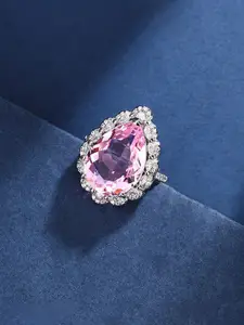 Jewels Galaxy Silver-Plated Cubic Zirconia Stone Studded Finger Ring