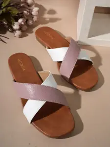 MOZAFIA Women Colourblocked Open Toe Flats