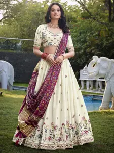 LOOKNBOOK ART Ready to Wear Cotton Lehenga & Unstitched Blouse Silk And Dupatta