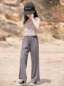 INCLUD Girls Vertical Stripes Round Neck Top