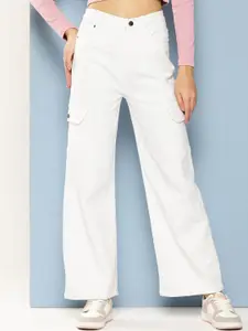 BAESD Women Hottie Wide Leg Mid-Rise Stretchable Cargo Styles Jeans