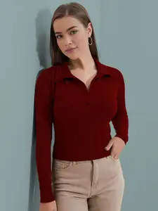 Dream Beauty Fashion Ribbed Shirt Style Top