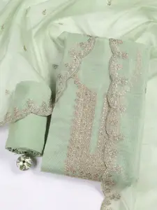 Meena Bazaar Floral Embroidered Thread Work Unstitched Dress Material