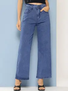 BAESD Women Hottie Flared Mid-Rise Low Distress Stretchable Jeans