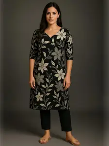 URMIR FASHION VASTRA MALA'S BLACK PURE LINEN KURTI
