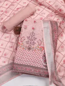 Meena Bazaar Floral Printed Sequinned Unstitched Dress Material