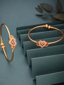 Anouk Set Of 2 Gold Plated Adjustable Kada Bangle