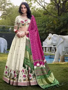 LOOKNBOOK ART Ready to Wear Cotton Lehenga & Unstitched Blouse Silk And Dupatta
