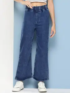 BAESD Women Hottie Flared Mid-Rise Low Distress Stretchable Jeans