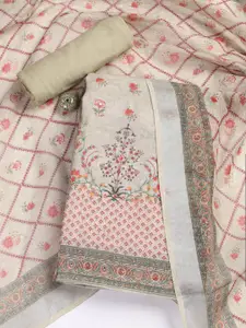 Meena Bazaar Floral Printed Sequinned Linen Unstitched Dress Material