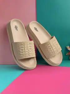 The Roadster Lifestyle Co Women  Self Design Sliders Flip Flops