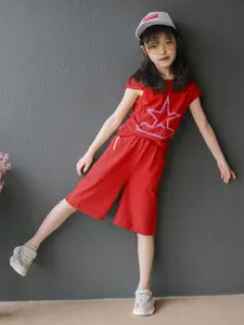 INCLUD Girls Printed Short Sleeves T-shirt With Shorts