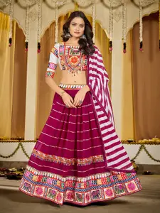KALINI Embroidered Thread Work Georgette Semi-Stitched Lehenga & Choli With Dupatta