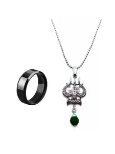 Dynamic Retail Global Set of 2 Men Stainless Steel Gun Bullet Pendants with Chains & Ring