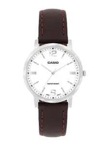 CASIO Women Brass Dial & Leather Cuff Straps Analogue Watch A2448