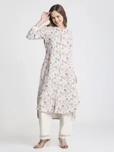 Saffron Threads Women Floral Printed Screen Print Festive A-Line Kurta