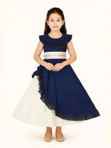 BAESD Girls Round Neck Ruffles Detail Fit and Flare Maxi Dress