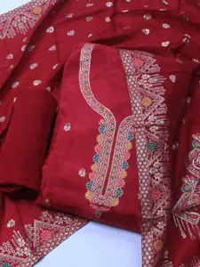 Meena Bazaar Embroidered Zari Unstitched Dress Material