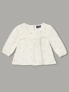 Juniors by Lifestyle Girls Floral Woven Design Frill Cotton Regular Top