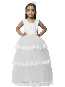 Shahina Fashion Girls Net & Satin Maxi Dress